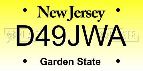 D49JWA New Jersey License Plate