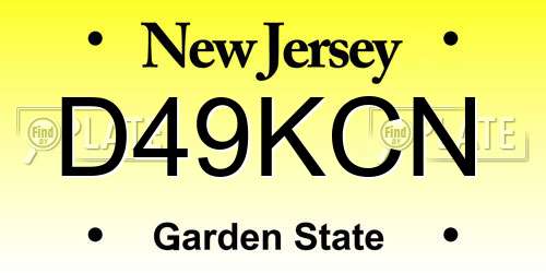 D49KCN New Jersey License Plate