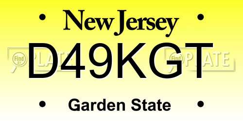 D49KGT New Jersey License Plate