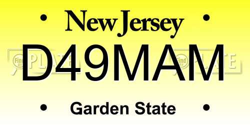 D49MAM New Jersey License Plate