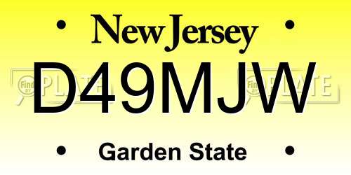 D49MJW New Jersey License Plate