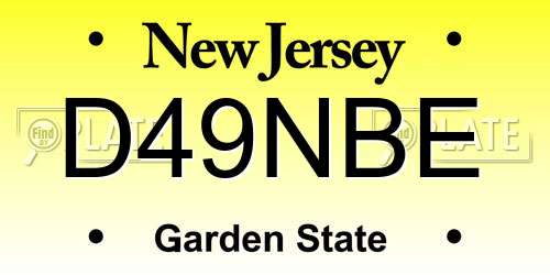 D49NBE New Jersey License Plate