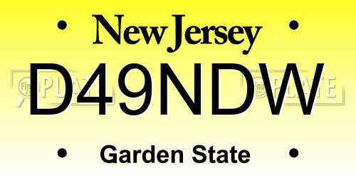 D49NDW New Jersey License Plate