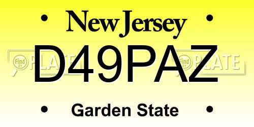 D49PAZ New Jersey License Plate