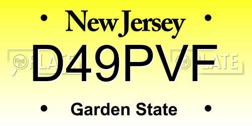 D49PVF New Jersey License Plate