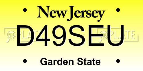 D49SEU New Jersey License Plate