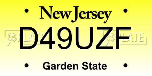 D49UZF New Jersey License Plate