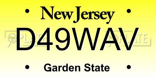D49WAV New Jersey License Plate