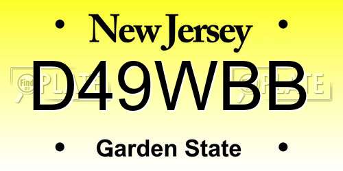 D49WBB New Jersey License Plate