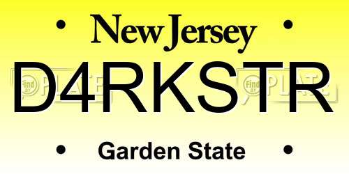 D4RKSTR New Jersey License Plate