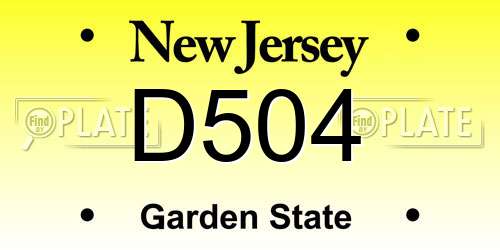 D504 New Jersey License Plate