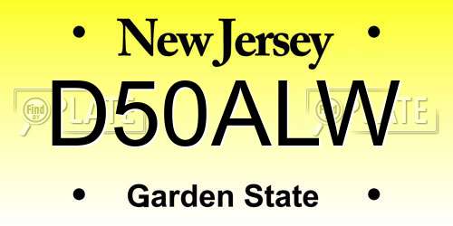 D50ALW New Jersey License Plate