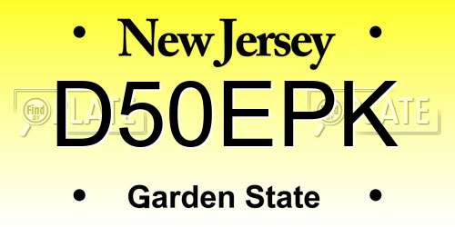 D50EPK New Jersey License Plate