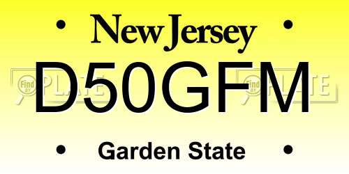 D50GFM New Jersey License Plate