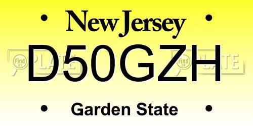 D50GZH New Jersey License Plate