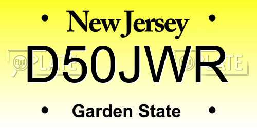 D50JWR New Jersey License Plate