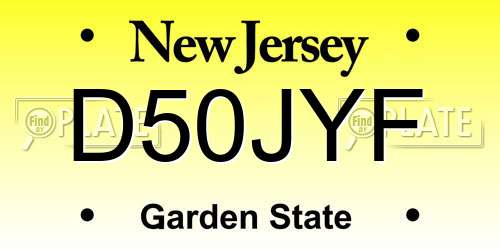 D50JYF New Jersey License Plate