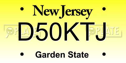 D50KTJ New Jersey License Plate