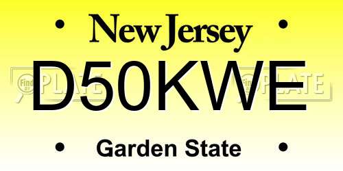 D50KWE New Jersey License Plate