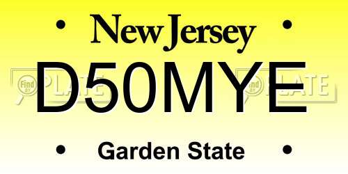 D50MYE New Jersey License Plate