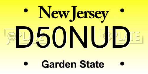 D50NUD New Jersey License Plate