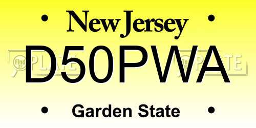 D50PWA New Jersey License Plate