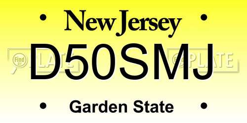 D50SMJ New Jersey License Plate