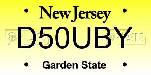 D50UBY New Jersey License Plate