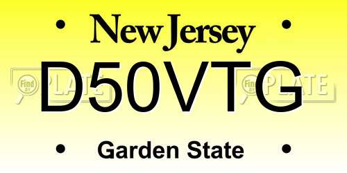 D50VTG New Jersey License Plate
