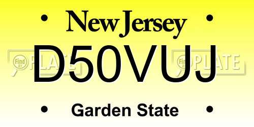 D50VUJ New Jersey License Plate