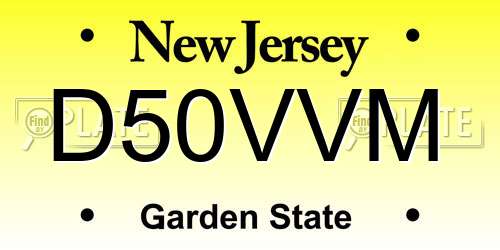 D50VVM New Jersey License Plate