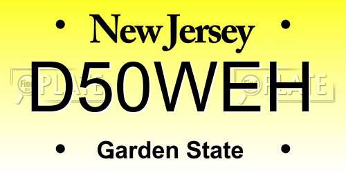 D50WEH New Jersey License Plate