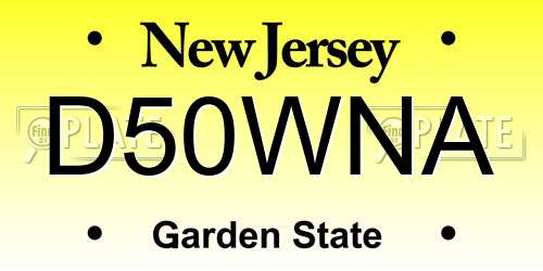 D50WNA New Jersey License Plate