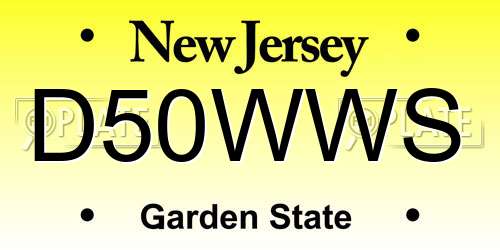 D50WWS New Jersey License Plate
