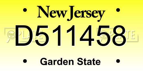 D511458 New Jersey License Plate