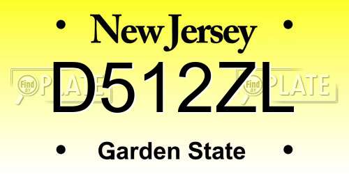 D512ZL New Jersey License Plate