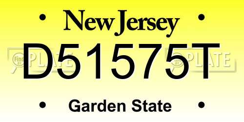 D51575T New Jersey License Plate