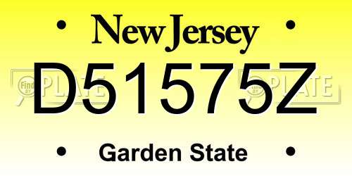 D51575Z New Jersey License Plate