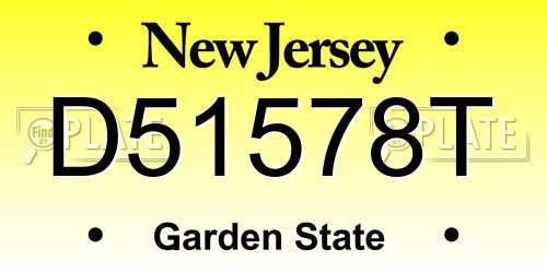 D51578T New Jersey License Plate