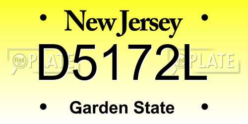D5172L New Jersey License Plate