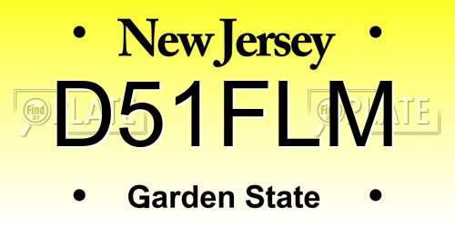 D51FLM New Jersey License Plate