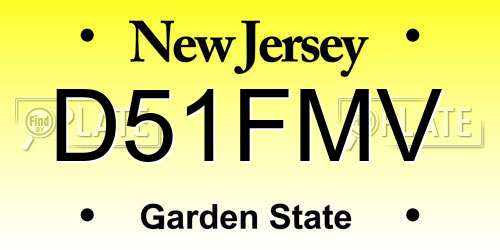 D51FMV New Jersey License Plate