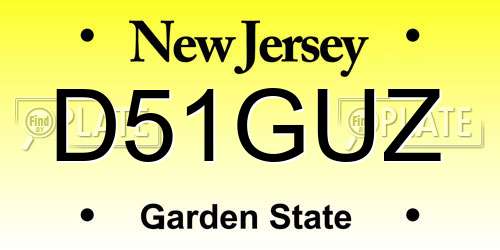 D51GUZ New Jersey License Plate