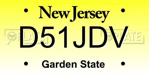D51JDV New Jersey License Plate