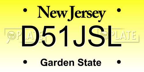 D51JSL New Jersey License Plate