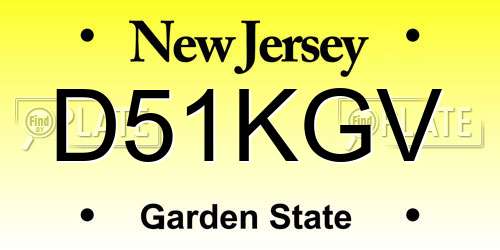 D51KGV New Jersey License Plate