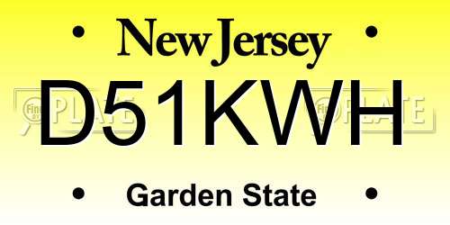 D51KWH New Jersey License Plate