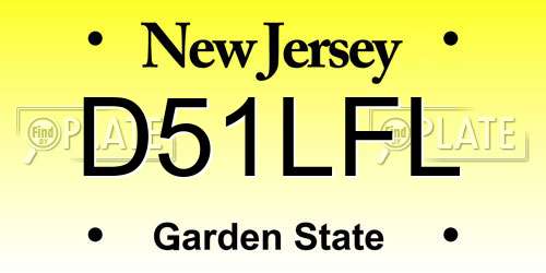 D51LFL New Jersey License Plate