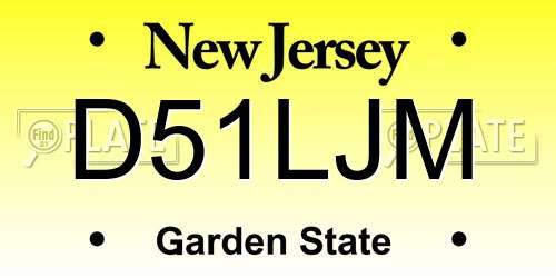 D51LJM New Jersey License Plate