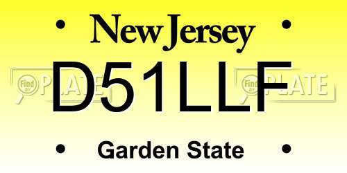 D51LLF New Jersey License Plate